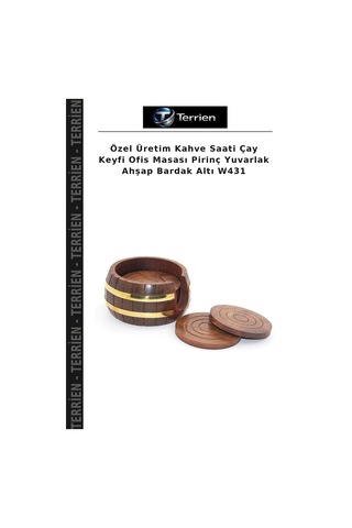 Özel Üretim Kahve Saati Çay Keyfi Ofis Masası Pirinç Yuvarlak Ahşap Bardak Altı W431 Çok Renkli