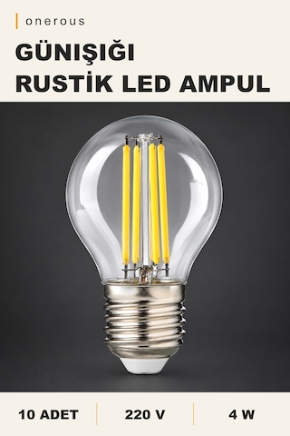 Onerous 4w E27 Günışığı Rustik Led Ampul, 10'lu, 220v