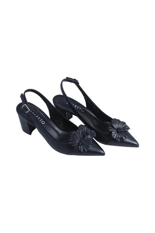 Poletto Hakiki Deri Sıyah Ayakkabı Stiletto 9841 100 V2-2424 Siyah