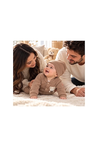 Genel Markalar Ayıcık Detaylı Kahverengi Bebek Tulum & Bere Takımı Kahverengi - 926668539 Kahverengi