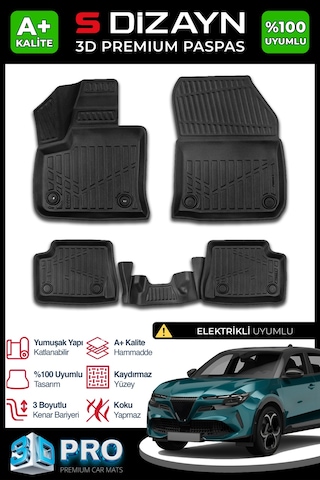 S-dizayn Alfa Romeo Junior Elektrikli 3d Pro Havuzlu Paspas 2024 Üzeri A+ Kalite