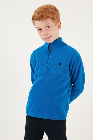 Lela Yumuşak Dokulu Fermuarlı Dik Yaka Şardonlu Kışlık Unisex Çocuk Polar 5905002 Saks