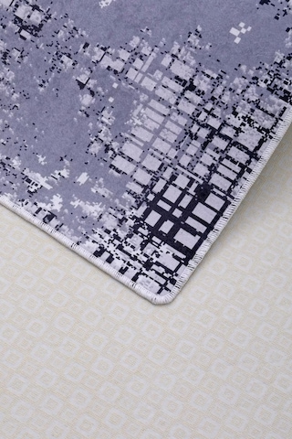 Dijidekor Halı Siyah 8881 Yıkanabilir Saçaksız Kesme İnce Yolluk Kilim Salon Halısı Modelleri Çok Renkli