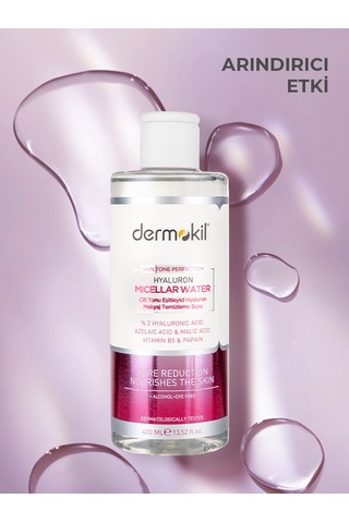 Dermokil Cilt Tonu Eşitleyici Hyaluron Micellar Makyaj Temizleme Suyu 400 ML