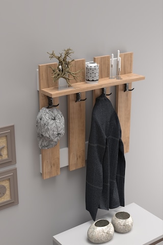 Portmanto Vestiyer 5 Raflı Ayakkabılık Ve Çit Duvar Askılık Set Çam-beyaz Kahverengi