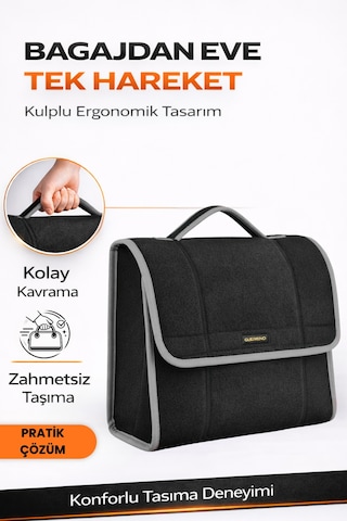 Oto Bagaj Organizer Bagaj Çantası M Boy Kaymaz Cırt Bantlı Velur Kompakt Düzenleyici - Mcx4