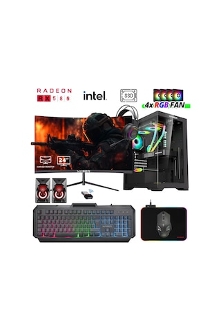 Xaser XSR1010 i5-7400 16 GB 512 GB SSD 8 GB RX580 24" Free Dos Masaüstü Oyuncu Bilgisayarı