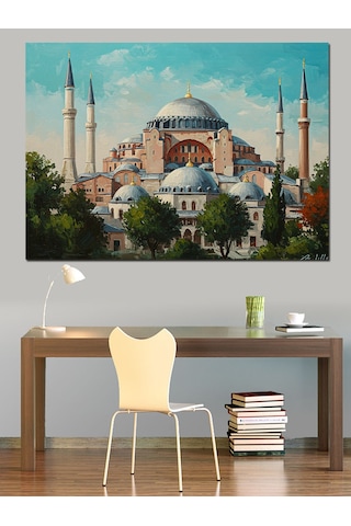 Ayasofya Ve İstanbul Manzarası Dekoratif Kanvas - Mdf Ahşap Tablo