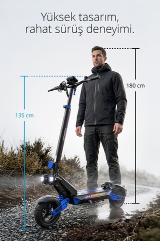 5025-m 1000w Elektrikli Scooter 48v 15ah 50-60 Km Menzil Katlanabilir Çift Süspansiyon Off-road Lastik Mavi