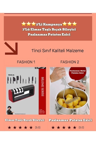 2'li Set Bıçak Bileyici Ve Patates Ezici
