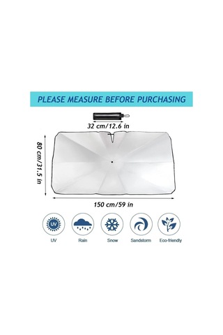 Axxhotho 150 X 80 Cm Büyüklüğünde Güneş Şemsiyesi, Otomobil Güneş Koruması, Ön Cam İçin Katlanabilir, Uv Ko Genel