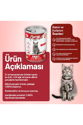 Energy Sığır Etli Yetişkin Yaş Kedi Maması 400 G - 24 Adet
