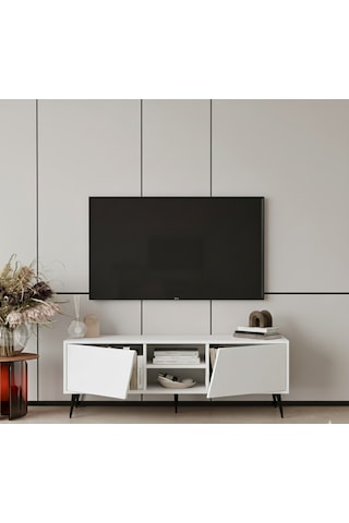 Roma Tv Ünitesi 140 Cm Mdf Metal Ayak Beyaz