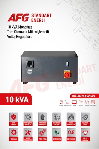 10 Kva Monofaze Tam Otomatik Mikroişlemcili Voltaj Regülatörü