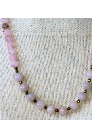 Doğal Taş Pembe Kuvars Doğal Taşlı Kadın Kolye Euk20pk2 Pembe