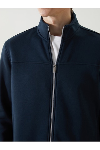 Lcw Vision Lacivert Dik Yaka Uzun Kollu Erkek Fermuarlı Sweatshirt