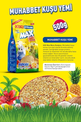 KIKI Excellent Kuş Max Menu Budgies Ballı Muhabbet Kuşu Yemi 500 gr. KB301