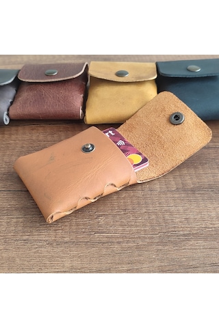Sumerian Leather Craft Minimalist Deri Kartlık Taba