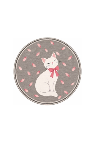 Pati Dostu Kedi Desenli Dijital Baskı Pamuk Dokuma Kaymaz Taban Salon Halısı Ve Çocuk-genç Odası Yuvarlak Pembe 923552568 Yuvarlak Pembe