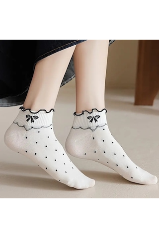 Shopiolog Sevimli Marul Desenli Bilek Çorabı Desen5 Siyah - Beyaz