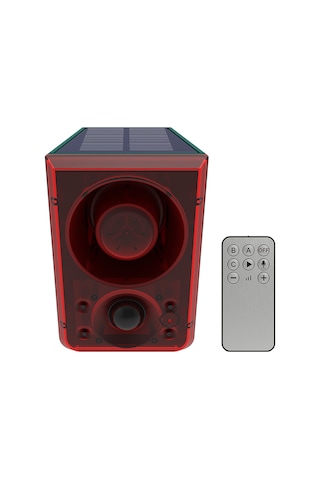 Geeksen Güneş Enerjili Hareket Sensörlü Alarm Sistemi - Uzaktan Kumandalı, 3 Modlu Ses Ve Işık Uyarısı, Kayıt Özellikli