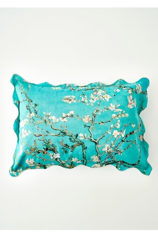 Bella Maison Van Gogh Almond Blossom Pamuklu Scallop Dekoratif Yastık Kılıfı Turkuaz 35x50 Cm Turkuaz