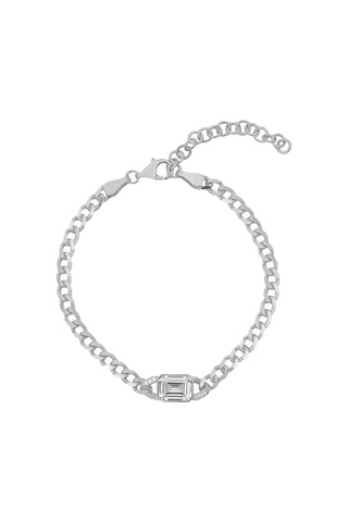 Baget Taşlı Zincir Bileklik 719111 Silver Gümüş