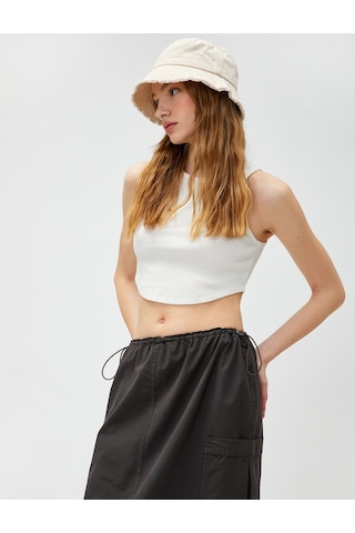 Koton Halter Yaka Crop Atlet Kırık Beyaz 2yal38009ok Ekru