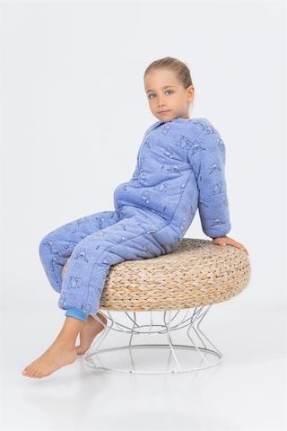 Kız Erkek Çocuk Kalın Elyaf Dolgulu Premium Kalite 2.5 Tog Desenli Uyku Tulumu Mavi Melanj