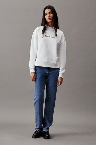 Kadın Ck Hero Logo Sweatshirt - Beyaz Bright White