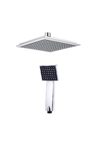 Flat Duş Başlığı - Tepe Duş El Duşu - Kare Krom - Siyah - 19 X 19 Diğer