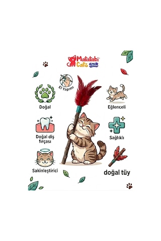 Tüylü Çubuk Doğal Çiğneme Çubuğu, Tüylü Kedi Oyuncağı 2'li Kedi Otu/nanesi Değildir