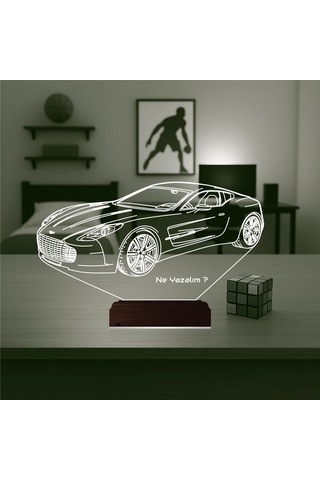 Luvivia Spor Araba Aston Martin Tasarım Kişiye Özel 3d Lamba - Masa Gece Lambası Şeffaf
