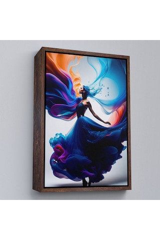 Miyrem^ Canvas Serie Mavi Kıyafetli Soyut Kadın Tablosu-8021