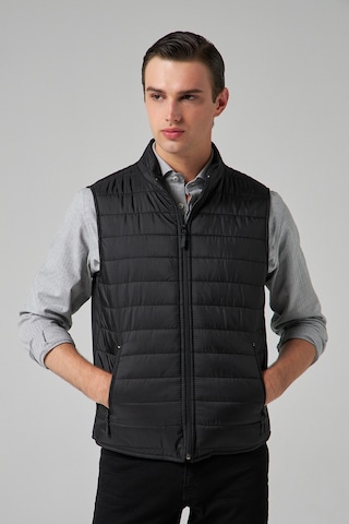 D's Damat Regular Fit Siyah Dik Yaka Elyaf Dolgulu Mevsimlik Fermuarlı Yelek Mont 7HF07ORT42611