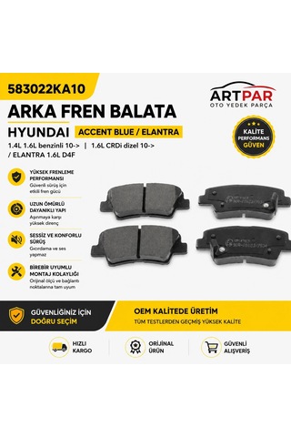 583022ka10 Arka Fren Balata Hyundai Accent Blue Elantra Uyumlu
