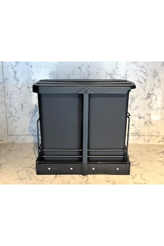 Starax S-2392 Antrasit 12+12 Litre Çöp Kovası Dolap İçi Teleskopi