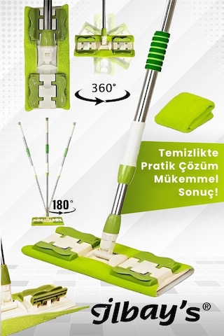 İlbay's Mikrofiber Mandallı Mop Yeşil + Yedek Mop