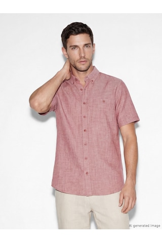 Lcwaıkıkı Classic Bordo Regular Fit Keten Karışımlı Erkek Gömlek
