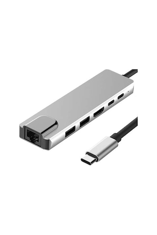 Type-c To 4k Hdmı Hub 6 İn 1 Rj45 Lan 2 X Usb 3.0 Type-c