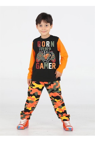Casabony Gamer Erkek Çocuk Kamuflaj Pantolon + T-shirt Takım-renkli Çok Renkli