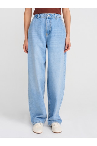 Dilvin 71795 Taşlanmış Balon Denim Pantolon-açık Mavi Açık Mavi