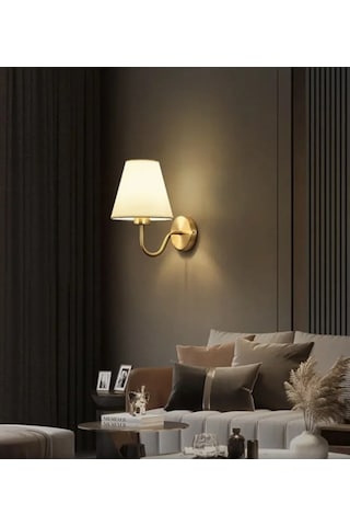 Burenze Duvar Aplik Eksitme Gold Gövde Beyaz Abajur