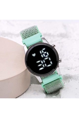 Turkuaz Cırtlı Yapışır Kordon Led Unisex Kadın Saat St-304059