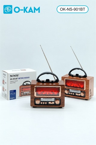 O-kam Ok-ns-901bt Taşıma Saplı Şömine Efektli Retro Radyo