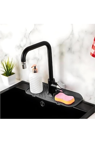 Su Tutucu Musluk Matı Mutfak Ve Banyo İçin Koruyucu Lavabo Musluk Ve Batarya Matı Gri