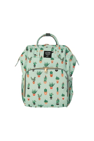 Lal Baby Kaktüs Desenli Su Yeşili Anne Bebek Bakım Sırt Çantası Çok Renkli