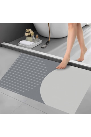 Dijital Kaymaz Yıkanabilir Banyo Mutfak Salon Paspas Halısı Trend Modern Al4004 Mavi