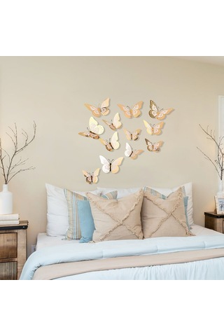 Maiyame Altın 3d Kelebek Duvar Sticker - Ev Dekorasyonu, Oturma Odası, Çocuk Odası Dıy Dekoratif立体装饰 Altın