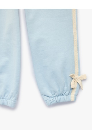 Koton Fiyonk Detaylı Beli Lastikli Pamuklu Şardonlu Jogger Eşofman Altı Mavi 7wmg40016ak